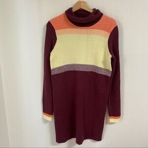 Free people sweater color block turtle neck dress